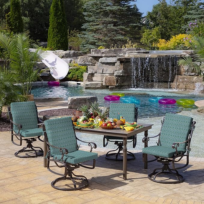 Arden Outdoor Patio Dining Chair Cushion, 20x44, Rain-Proof Seat Pad, Fade-Resistant Outdoor Cushion Alana Tile