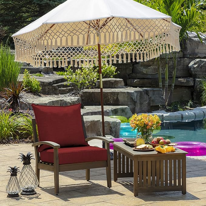 Arden Outdoor Deep Seat Cushion Set (2-Pack), 24 in x 24 in, Weather-Proof, Rain-Proof, Fade Resistant Patio Cushion for Chair, Sofa, and Couch Ruby Red Leala