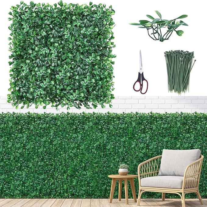 CEWOR 10"x10" Artificial Grass Wall Panels, UV Resistant & Anti-Fade Greenery
