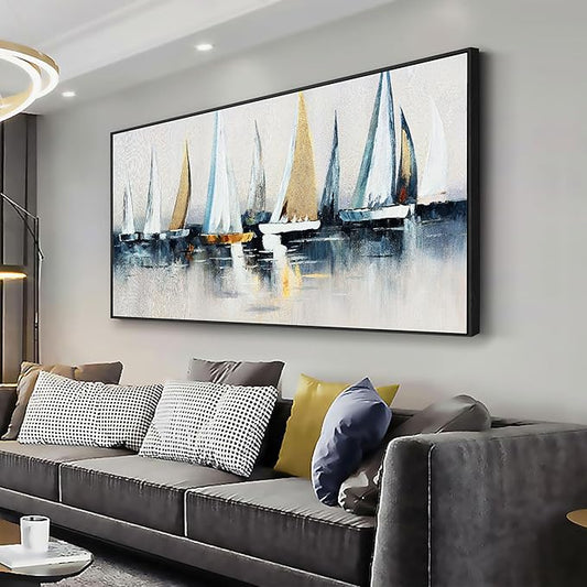 Canvas Wall Art Abstract Wall Decor Sailboat Picture Framed Artwork Modern
