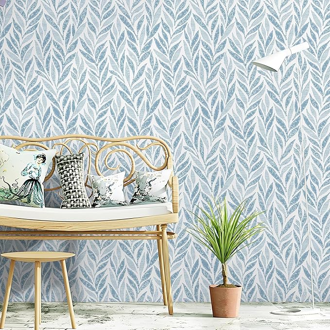 Safiyya 787"x17.3" Blue Peel and Stick Wallpaper Boho Contact Paper Modern