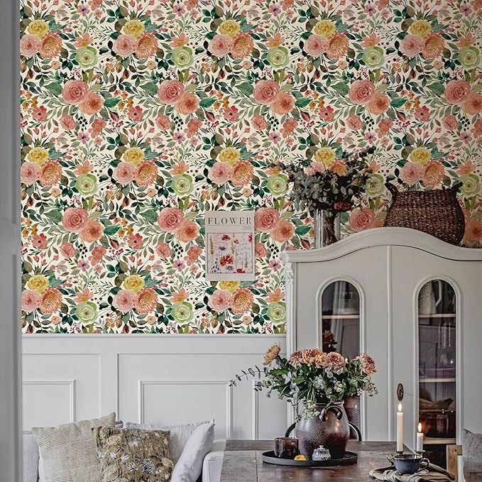 Floral Pattern Self-Adhesive Contact Paper, Oil and Water Resistant Drawer