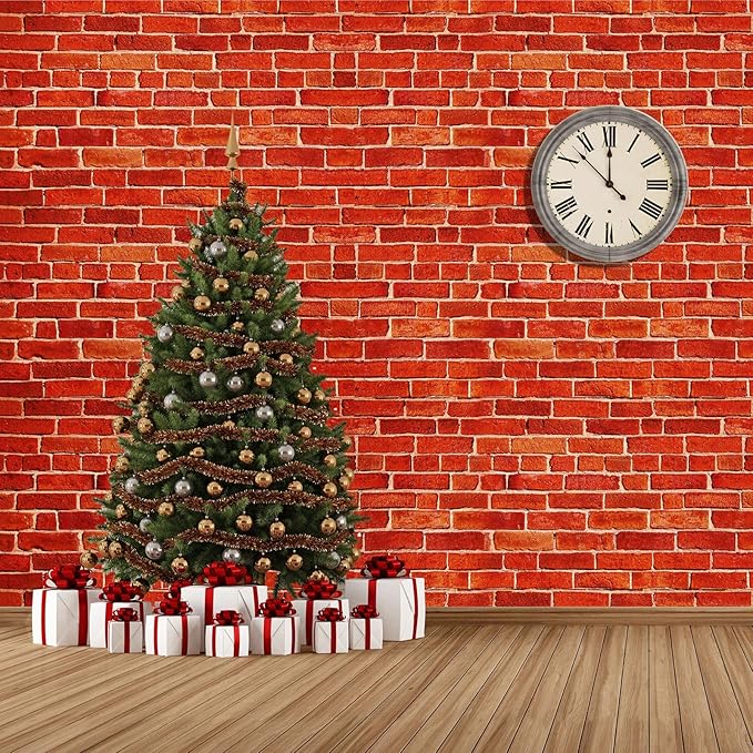 Chuangdi 2pcs 4.5 x 9 Feet Brick Wallpaper Peel and Stick Backdrop Tablecloth