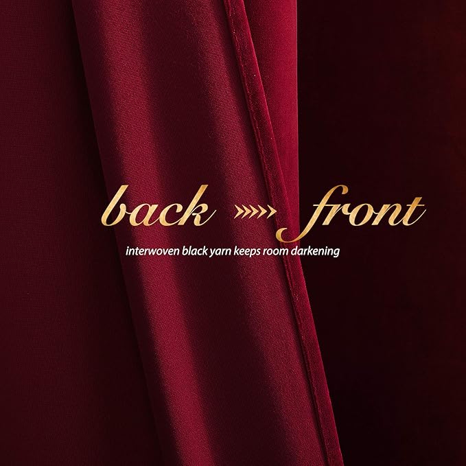 NICETOWN Red Velvet Curtains and Drapes 54 inches Long
