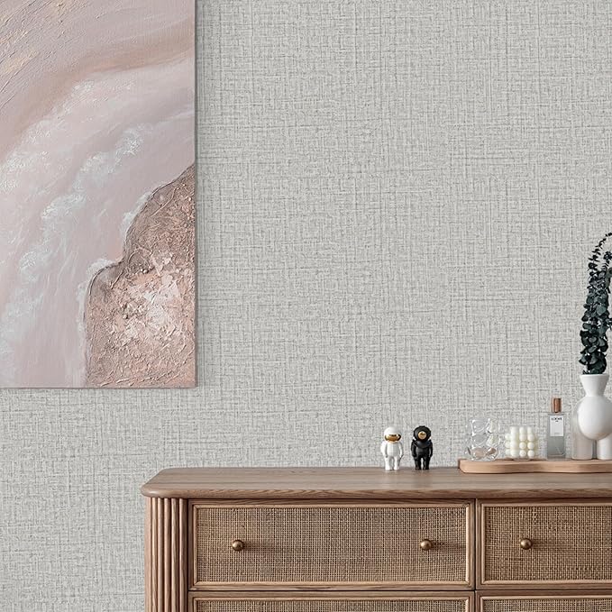 TANONE Contact Paper Peel and Stick, Grasscloth Wallpaper Adhesive Removable