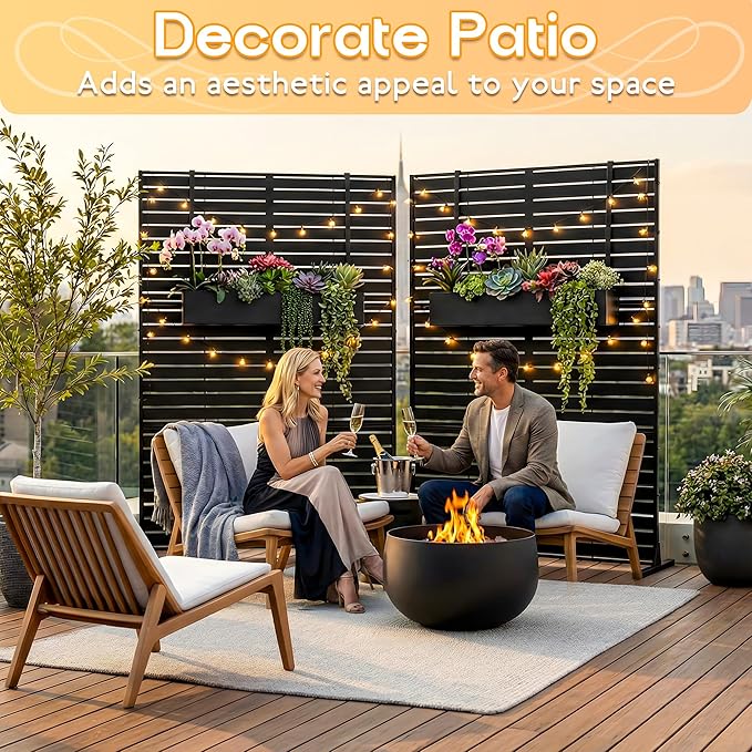 MTART Metal Privacy Screen 72" H x 47.2" Decorative Outdoor Privacy Screen