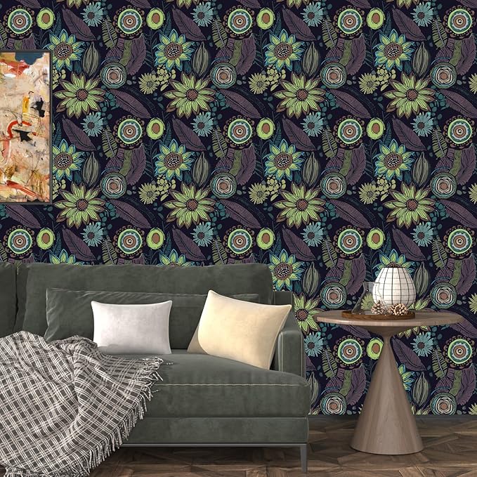 Vintage Boho Wallpaper Peel and Stick, Gothic Floral Contact Paper, Retro