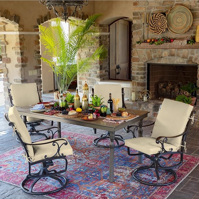 Arden 2-Pack Outdoor Patio Dining Chair Cushion, 20x44, Rain-Proof Seat Pad, Fade-Resistant Outdoor Cushion Tan Leala