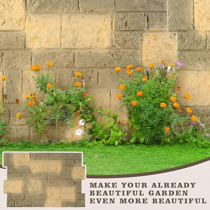 2 Pack PU Stone Faux Wall Panels Outdoor, 44.5"w×30.7"h Rock Exterior Faux Wall