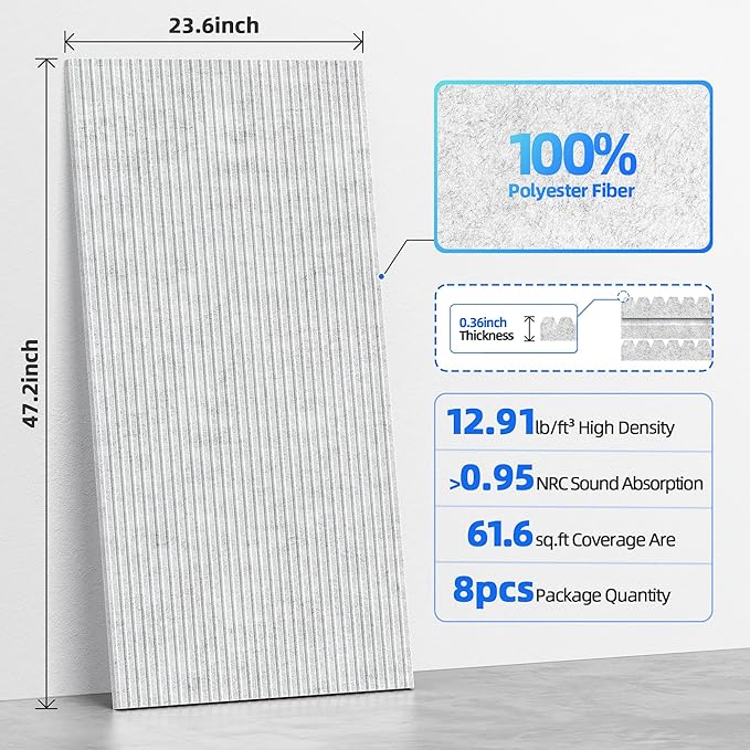 8 Pack Large Acoustic Panels Sound Absorbing