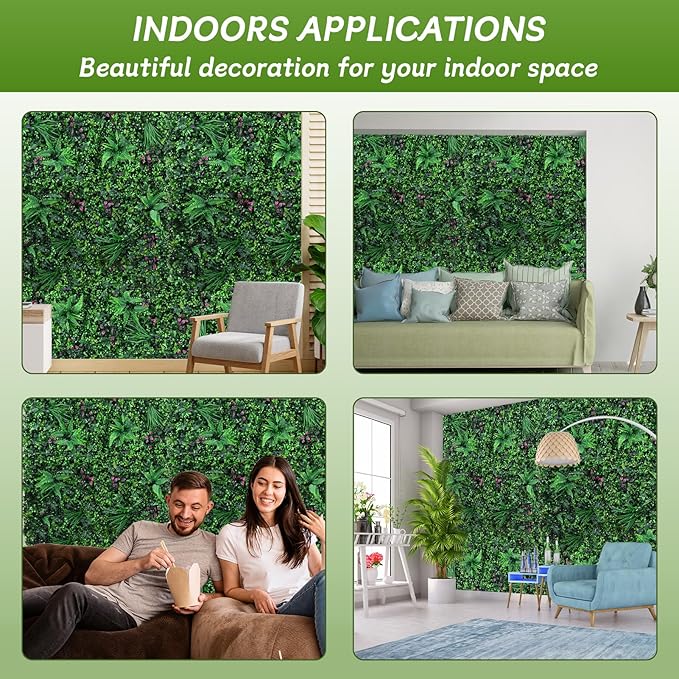 fanado Grass Wall Panels 20"x20", Artificial Hedge Greenery Wall Backdrop