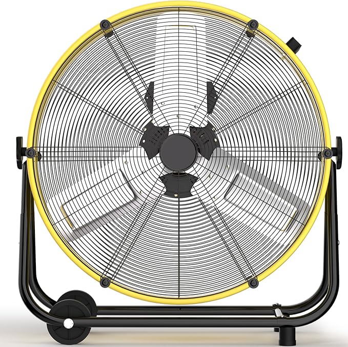 Uthfy 14000 CFM Heavy Duty Industrial Drum Fan, 30 Inch 550W High Velocity Floor Fan with 3 Speeds, 360Â° Tilt Metal Garage Fan for Warehouse, Commercial, Workshop, Factory and Basement