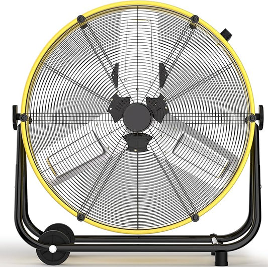 Uthfy 14000 CFM Heavy Duty Industrial Drum Fan, 30 Inch 550W High Velocity Floor Fan with 3 Speeds, 360Â° Tilt Metal Garage Fan for Warehouse, Commercial, Workshop, Factory and Basement