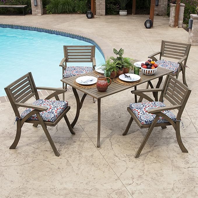 Arden Indoor/Outdoor Seat Or Rocking Chair Cushion, 19 x 18, Water Repellent, Rain Proof, Fade Resistant Cushion for Rocking Or Dining Chairs Clark Blue