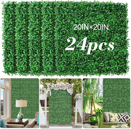 AOKIE 20"X20" Artificial Grass Wall, Party Garden Fence Decor