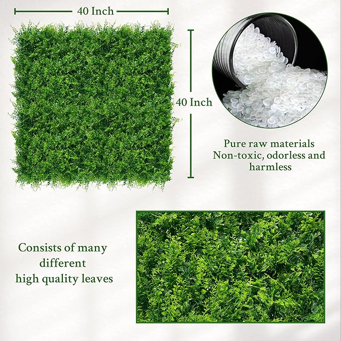 ODTORY Artificial Plants Hedge Wall Panels：20x20 Inch 4P UV-Anti Greenery