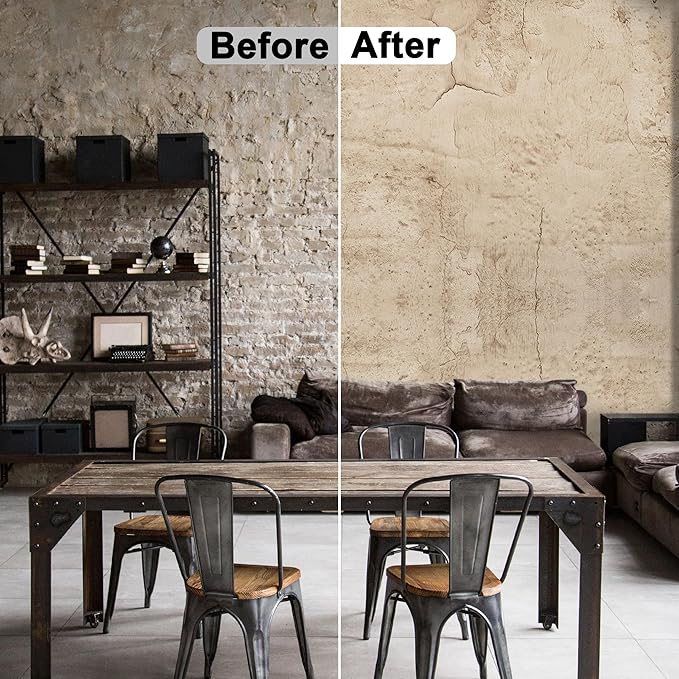 WADILE Beige Concrete Wallpaper 23.6 in * 708 in, Cement Contact Paper 3D Matte