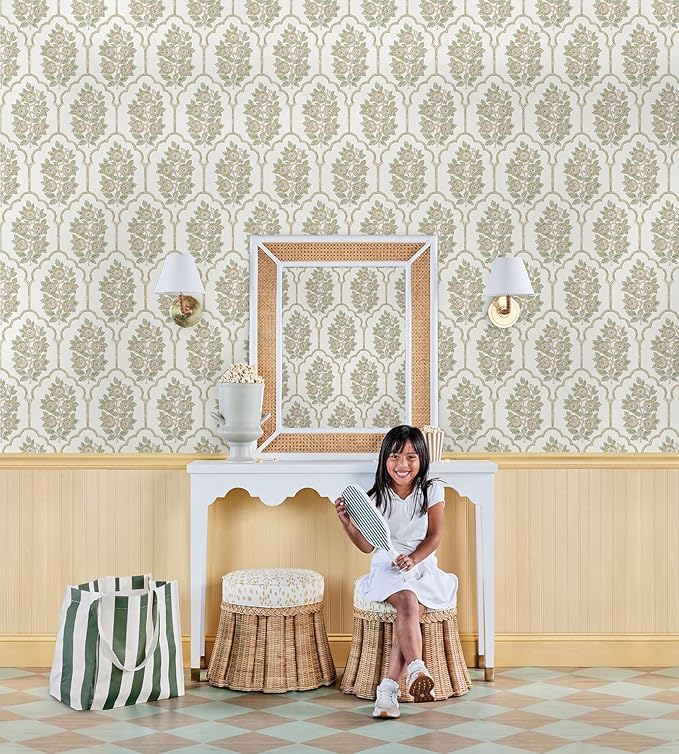 NuWallpaper x Society Social Floral Bazaar Ochre Peel and Stick Wallpaper