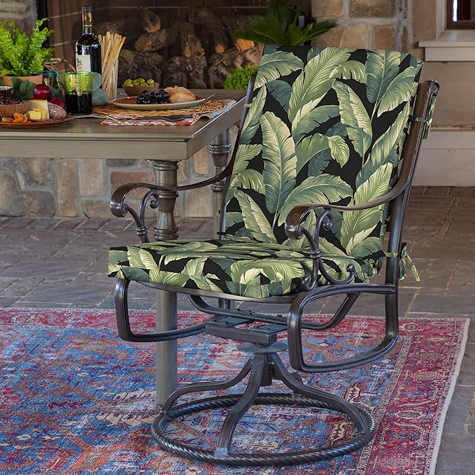 Arden 2-Pack Outdoor Patio Dining Chair Cushion, 20x44, Rain-Proof Seat Pad, Fade-Resistant Outdoor Cushion Onyx Cebu