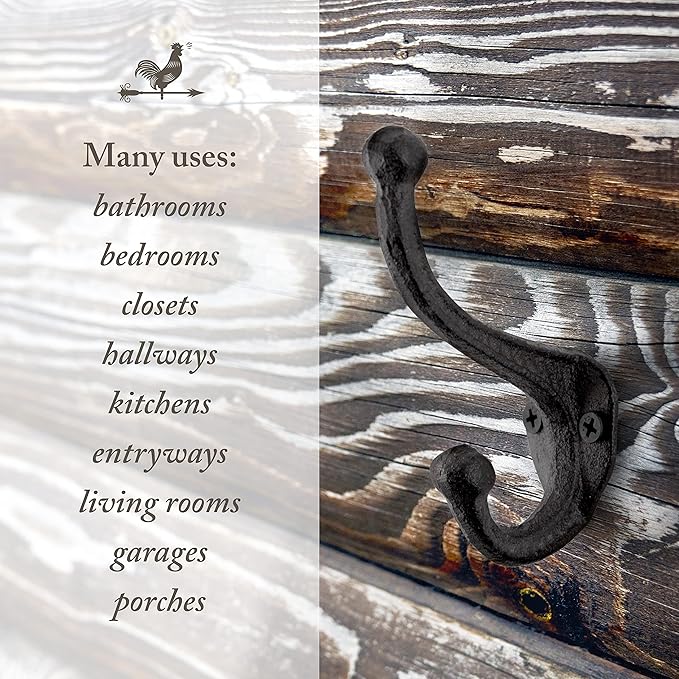 My Fancy Farmhouse Rustic Cast Iron Coat Hooks Wall Mounted Farmhouse