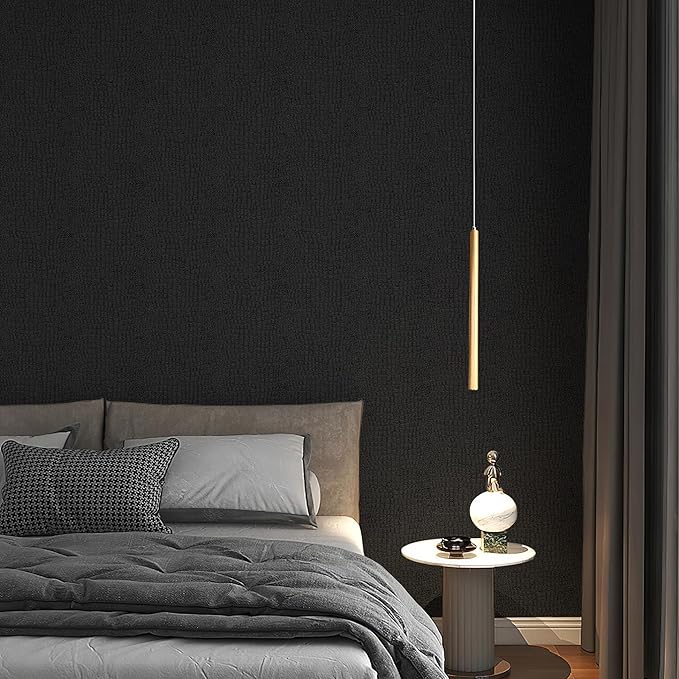 Fititem Black Peel and Stick Wallpaper 630inL 17.3inW Black Contact Paper