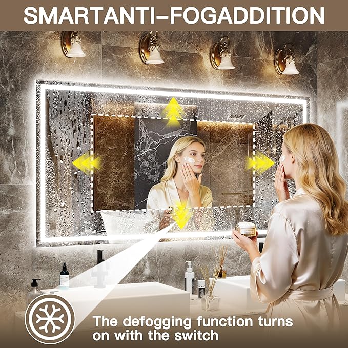 FENNIO Full Length Mirror with Lights, Free Standing Lighted Floor Mirror