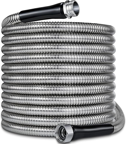 50ft Garden Hsoe - 2026 New 304 Stainless Steel Garden Hose with 3/4'' Fittings – Lightweight, Durable, and Kink-Free, Metal Water Hoses for Gardening