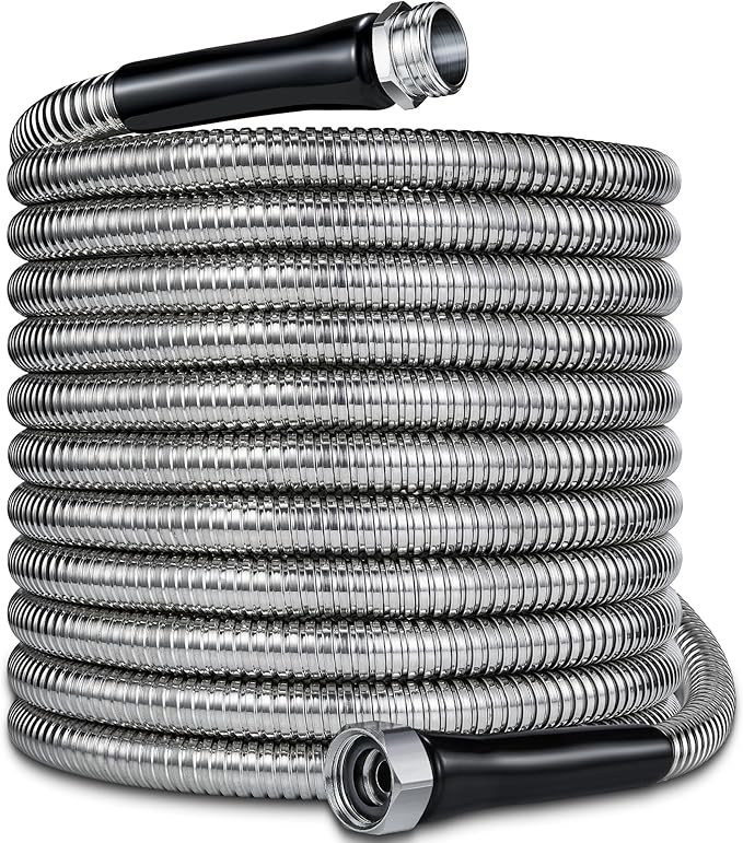 75ft Garden Hsoe - 2026 New 304 Stainless Steel Garden Hose with 3/4'' Fittings – Lightweight, Durable, and Kink-Free, Metal Water Hoses for Gardening