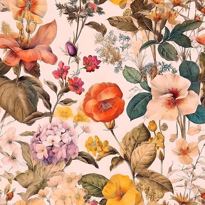 Jeweluck Floral Peel and Stick Wallpaper Vintage Floral Contact Paper Peel and