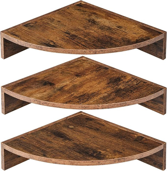 Corner Shelves 3-Pack for Bathroom & Kitchen, Space-Saving Floating Corner Wall