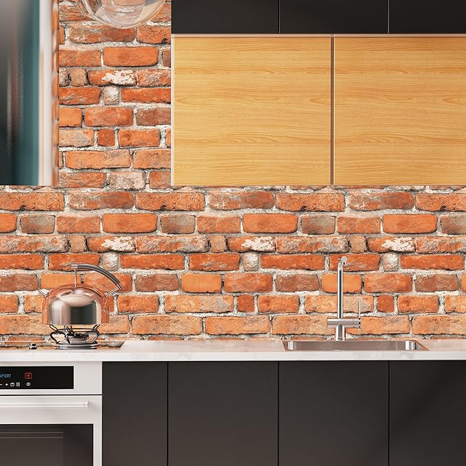 Faux Brick Peel and Stick Wallpaper 17.7" x 197" Contact Paper