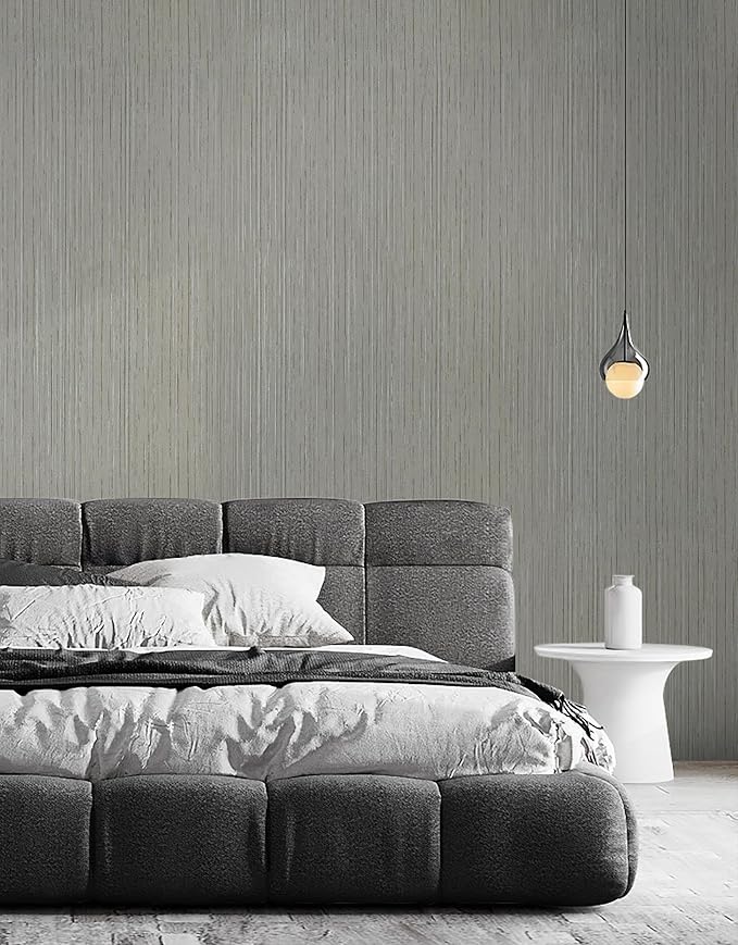 Grey Grasscloth Wallpaper Peel and Stick Textured Wallpaper