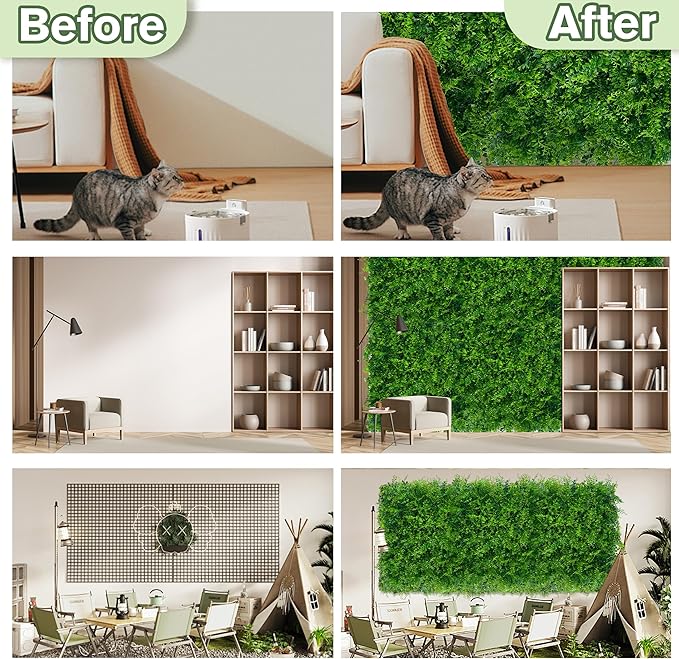 Greenery Faux Grass Wall Backdrop 72"x128" UV-Anti Artificial Green Boxwood