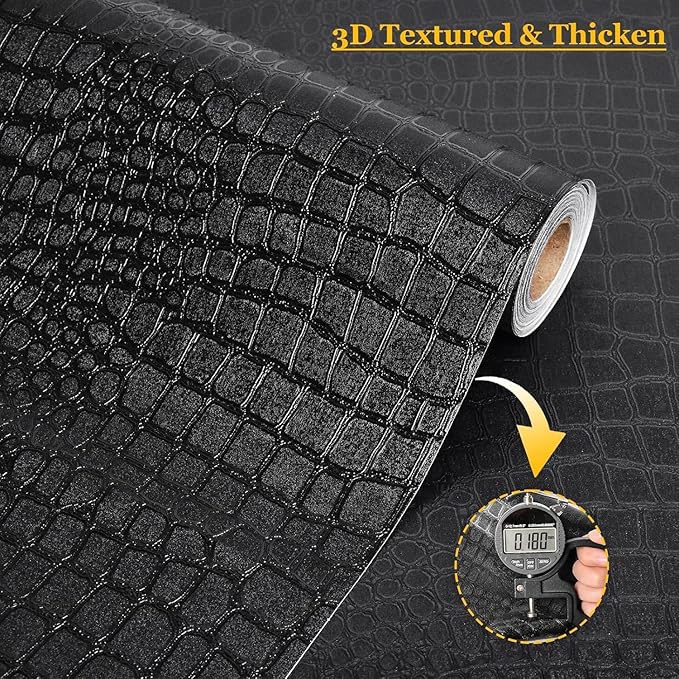 Fititem Black Peel and Stick Wallpaper 1180inL 17.3inW Black Contact Paper
