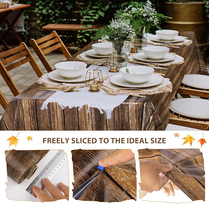 Kochorie 100 Ft x 54 Inch Wood Grain Tablecloth Roll in Slide Cutter Box