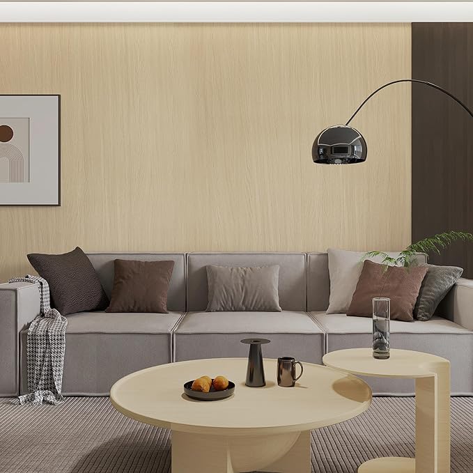 BOMENG White Oak Wood Contact Paper Peel and Stick Light Oak Wallpaper