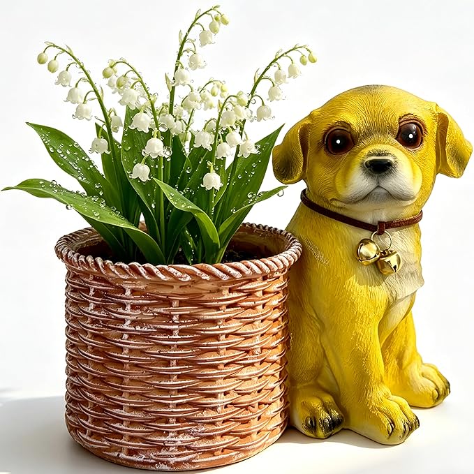 6.73â Cute Puppy Desk Planter-Small Resin Dog Succulent Planter for Desk Tabletop Office Decor-Indoor Plant Pot Animal Shaped Pot for Home Patio-Perfect Dog Lover Gift for Dog Owner Office Home