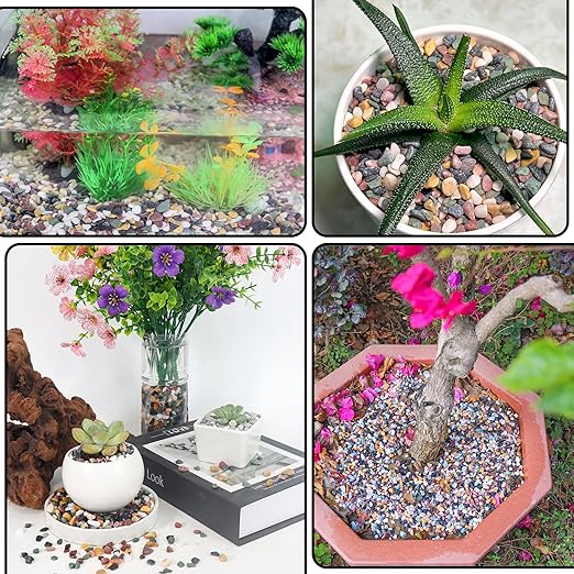 CJGQ 7lb Aquarium Gravel for Plants, 1/4Inch Fish Tank Gravel for Succulent Cactus and Bonsai, Decorative River Rocks Pebbles for Gardening, Flower Pots, Landscaping,Terrarium