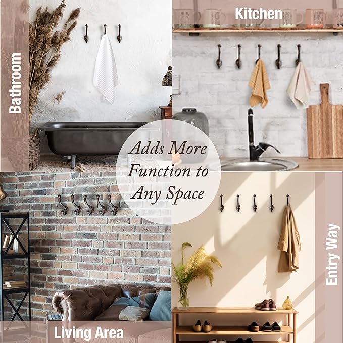 My Fancy Farmhouse Rustic Cast Iron Coat Hooks Wall Mounted Farmhouse
