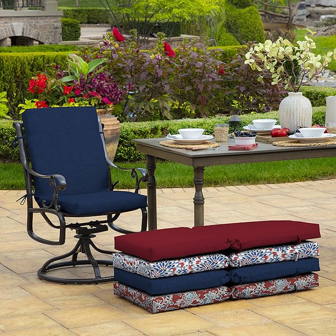 Arden Foam Outdoor Dining Chair Cushion, 20 x 44, Premium High-Density Foam, Never Flattens, Weather-Proof for Outdoor Chairs, Sapphire Blue Leala