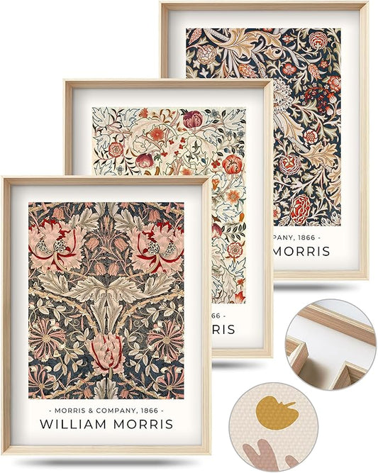 Framed William Morris Canvas Wall Art, Floral Pattern Vintage Poster Wall Decor