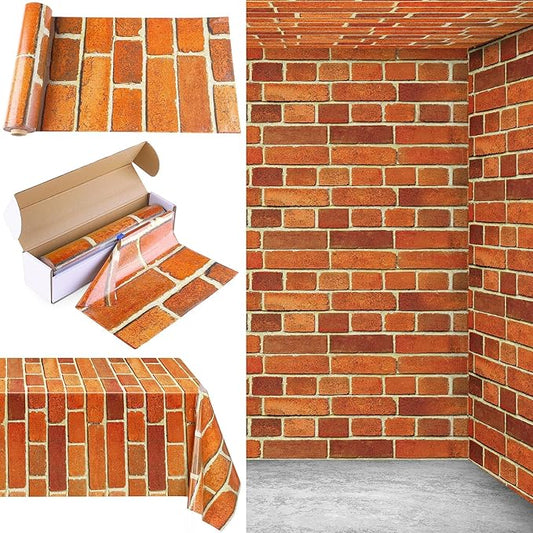 Kochorie 100 Ft x 54 Inch Retro Red Brick Wall Backdrop Tablecloth Roll