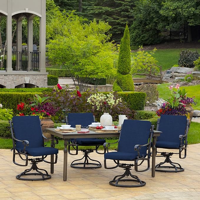 Arden Foam Outdoor Dining Chair Cushion, 20 x 44, Premium High-Density Foam, Never Flattens, Weather-Proof for Outdoor Chairs, Sapphire Blue Leala