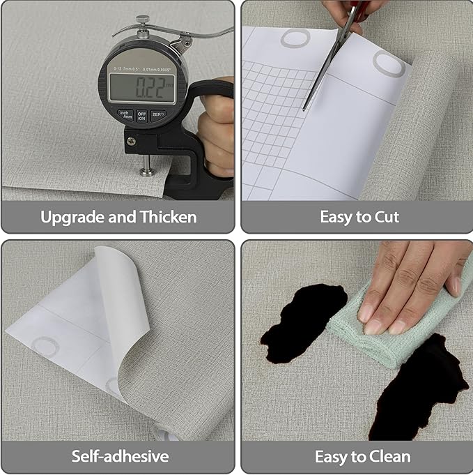 TANONE Contact Paper Peel and Stick, Grasscloth Wallpaper Adhesive Removable