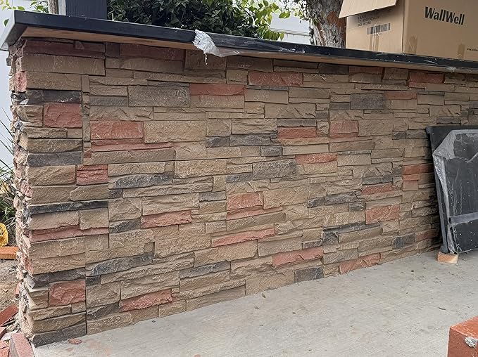 Faux Stone Wall Panels 2-Pack PU Stone Veneer Siding, Mortarless Faux Rock