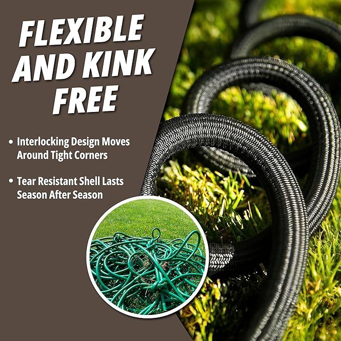 Hydrosteel PRO 100 Ft Heavy Duty Metal Garden Hose with Nozzle, Water Hose Made from 304 Stainless Steel, Flexible, Lightweight, Brass Crush Resistant Fittings, Kink Free, 5/8” Diameter, 600 PSI
