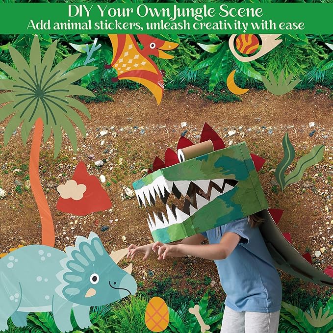 Kochorie 100 Ft x 54 Inch Forest Path Plastic Tablecloth Roll Safari Dinosaur