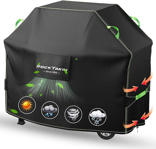 ROCKTAKIN Heavy Duty 72 Inch Grill Cover for Weber Genesis 4 Burner & Summit 6 Burner, Waterproof UV & Fade Resistant Windproof Outdoor BBQ Cover with Air Vents for Weber Char-Broil Nexgrill and More