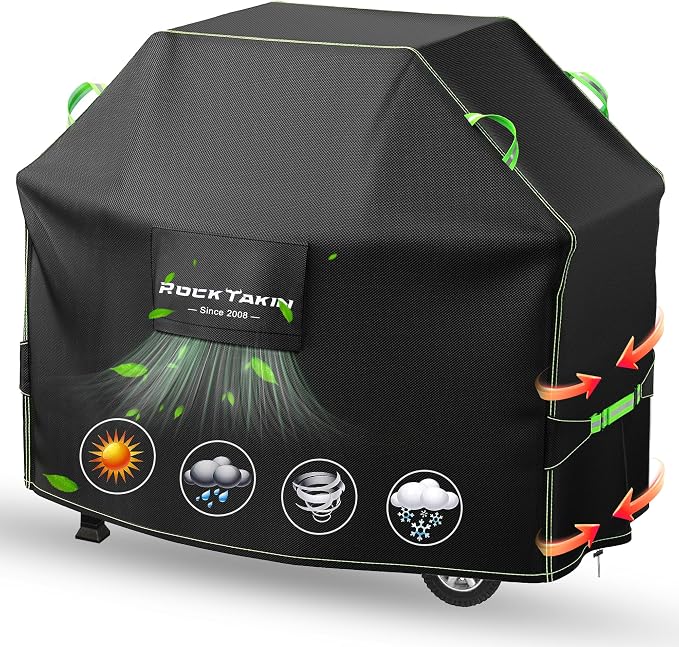 ROCKTAKIN Heavy Duty 52 Inch Grill Cover for Weber Spirit 200 and 300 Series,Outdoor BBQ Gas Grill Cover, Waterproof Fade Resistant Windproof 7106 Barbecue Cover with Air vents for Char-Broil Nexgrill
