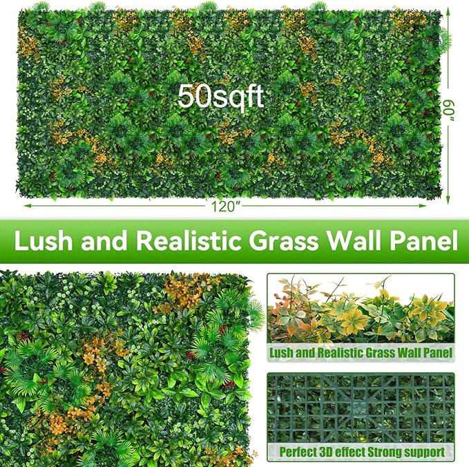 Grass Wall Panels Roll, UV-Anti Faux Greenery Plant Boxwood Panels